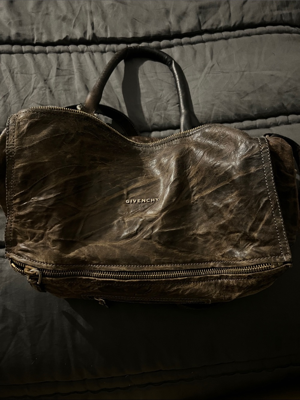 Givenchy Distressed Brown Leather large Pandora Crossbody Bag